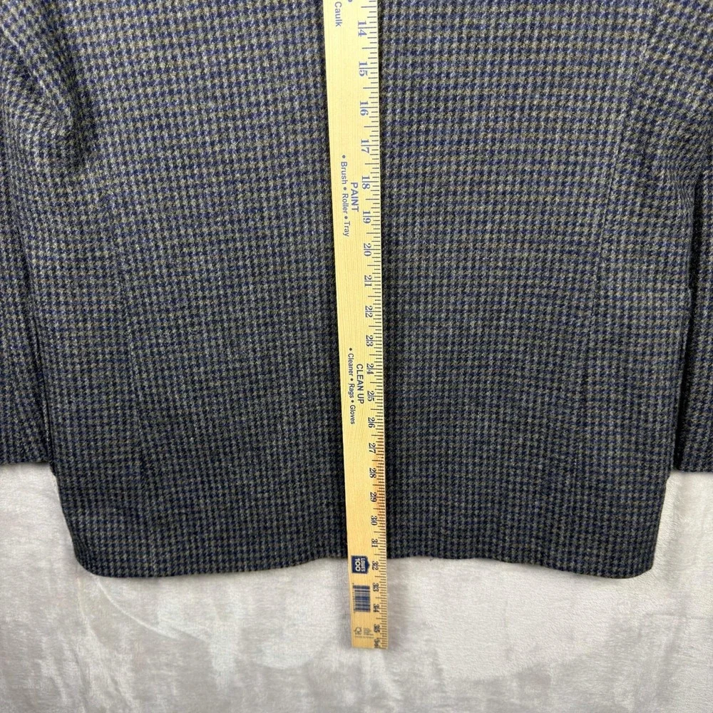 VINTAGE Woolrich Blazer Mens Medium Blue Grey‎ Houndstooth Wool Made InUSA